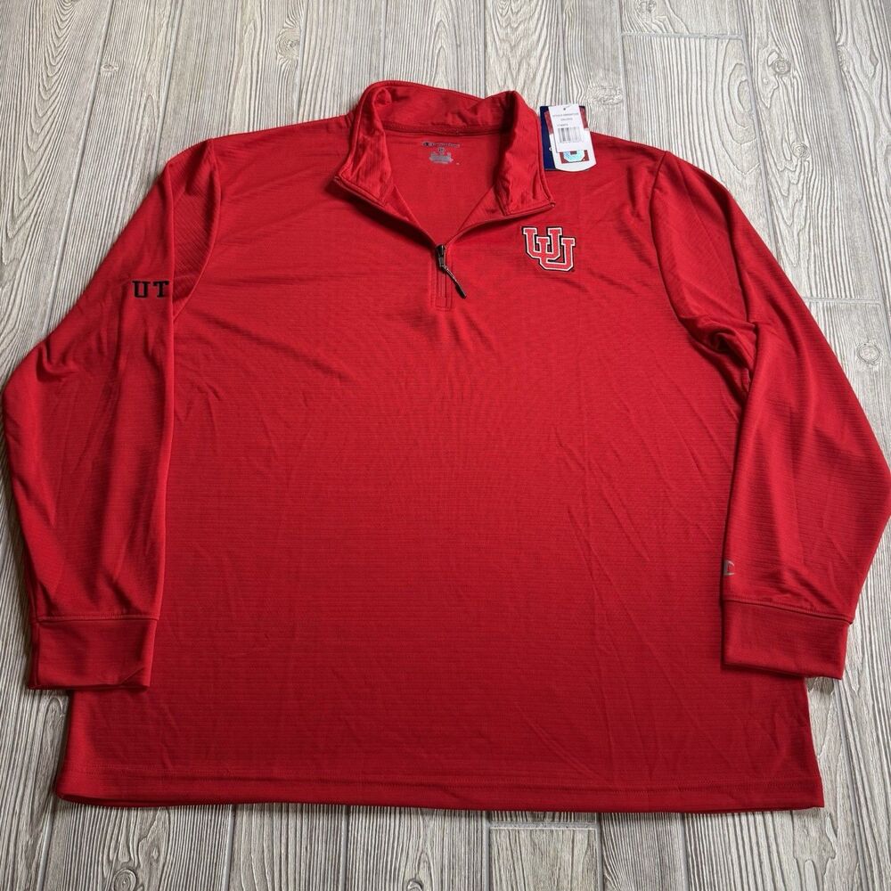 Utah Utes 1/4 Quarter Zip Pullover Logo Men’s XXL Red Champion NWT
